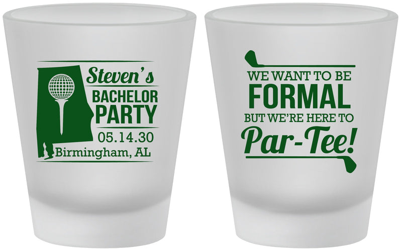 Custom Bachelor Party Frosted Shot Glasses - Golf Par Tee | 40043