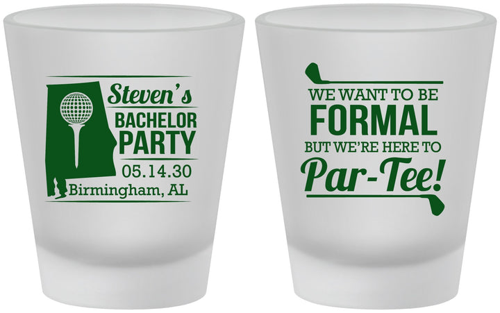 Custom Bachelor Party Frosted Shot Glasses - Golf Par Tee | 40043