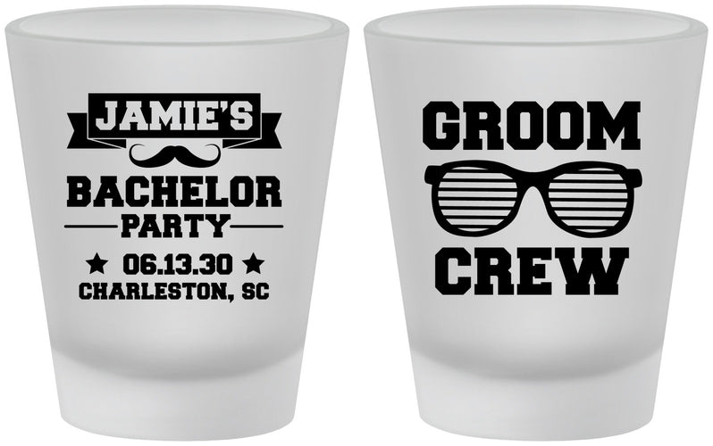 Custom Bachelor Party Frosted Shot Glasses - Groom Crew | 40047