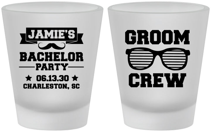 Custom Bachelor Party Frosted Shot Glasses - Groom Crew | 40047