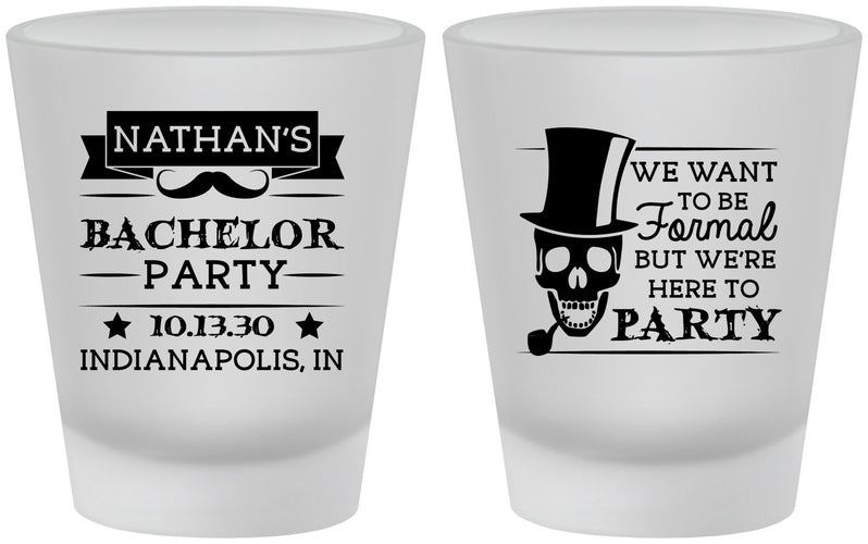 Custom Bachelor Party Frosted Shot Glasses - Formal Skeleton | 40048