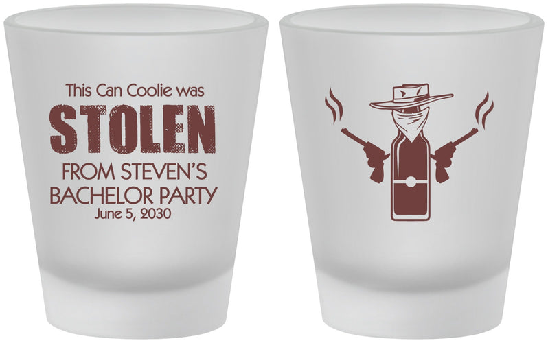 Custom Bachelor Party Frosted Shot Glasses - Stolen | 40053