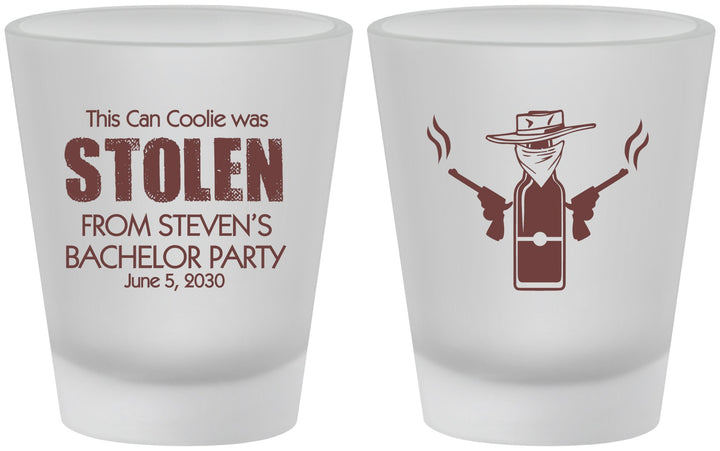 Custom Bachelor Party Frosted Shot Glasses - Stolen | 40053
