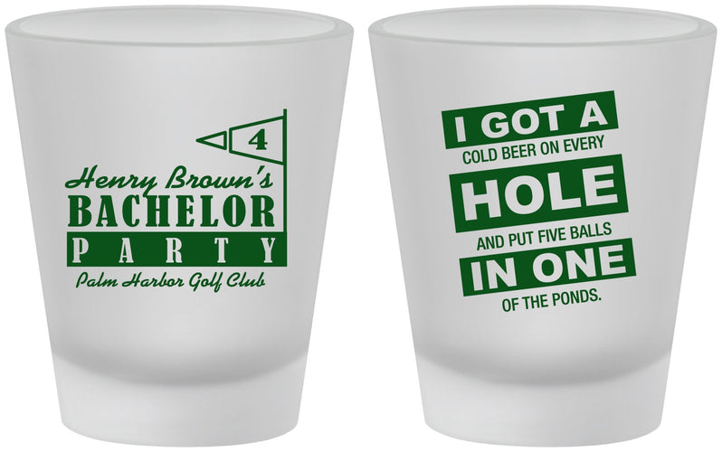 Custom Bachelor Party Frosted Shot Glasses - Golf | 40055