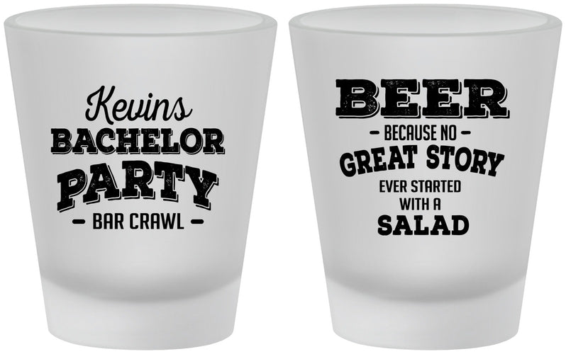 Custom Bachelor Party Frosted Shot Glasses - Great Story | 40057