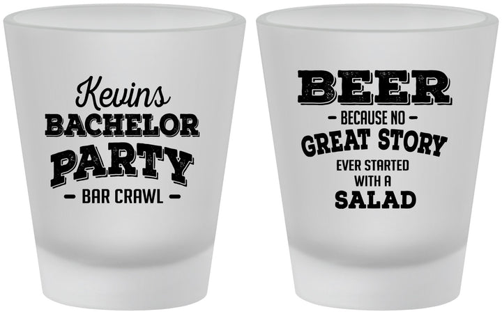 Custom Bachelor Party Frosted Shot Glasses - Great Story | 40057
