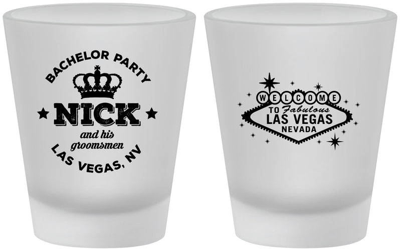 Custom Bachelor Party Frosted Shot Glasses - Last Vegas | 40059