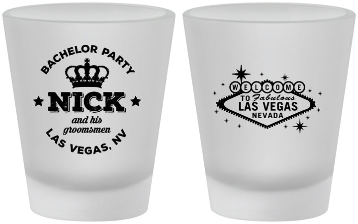 Custom Bachelor Party Frosted Shot Glasses - Last Vegas | 40059