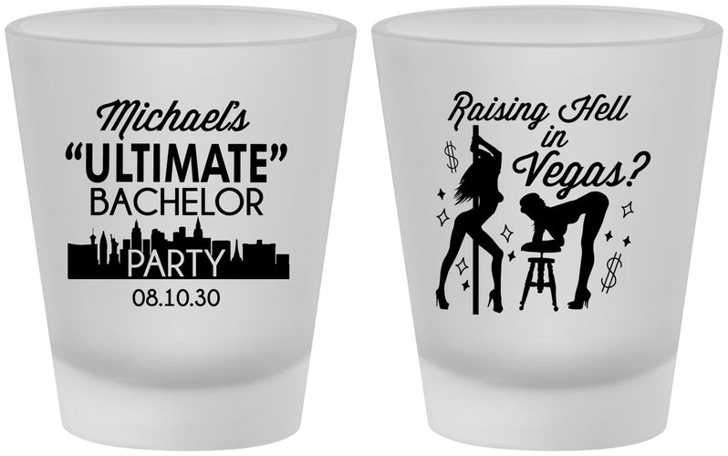 Custom Bachelor Party Frosted Shot Glasses - Last Vegas | 40062
