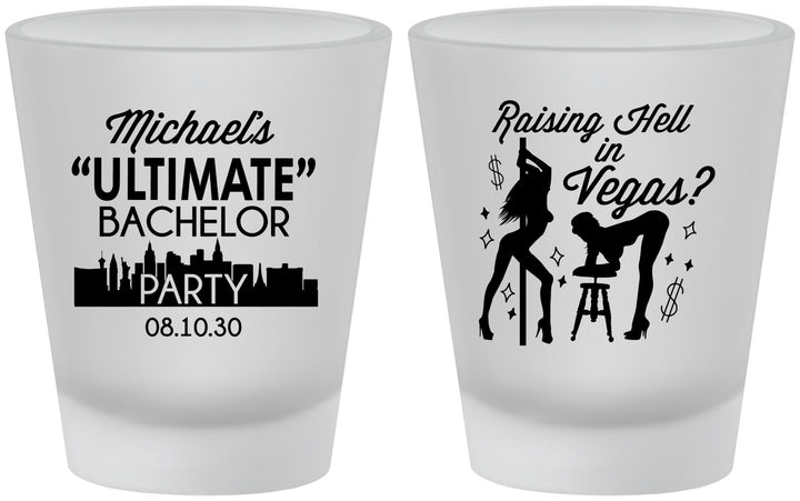 Custom Bachelor Party Frosted Shot Glasses - Last Vegas | 40062