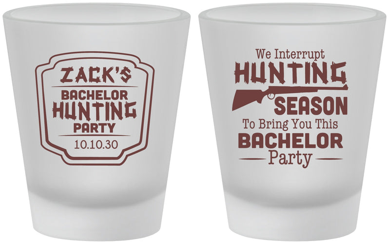 Custom Bachelor Party Frosted Shot Glasses - Hunting Season | 40063