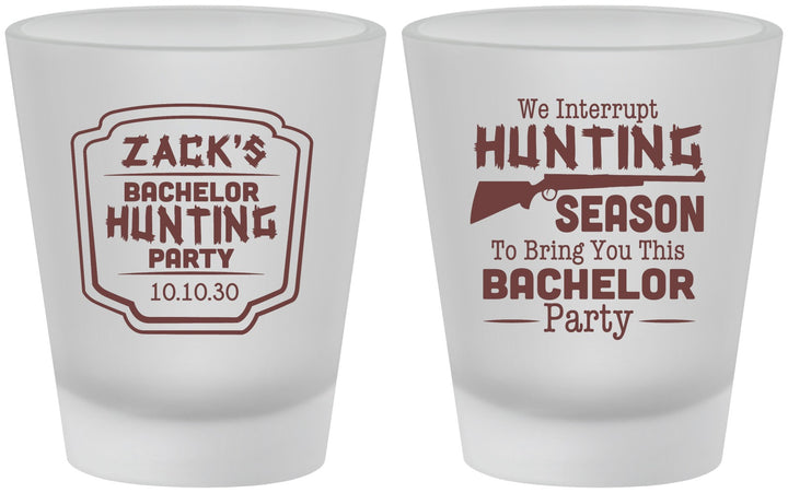 Custom Bachelor Party Frosted Shot Glasses - Hunting Season | 40063
