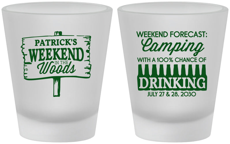 Custom Bachelor Party Frosted Shot Glasses - Camping | 40064