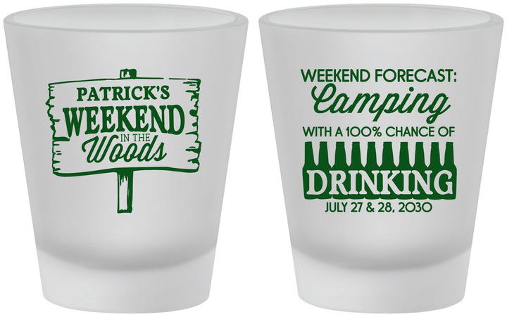 Custom Bachelor Party Frosted Shot Glasses - Camping | 40064