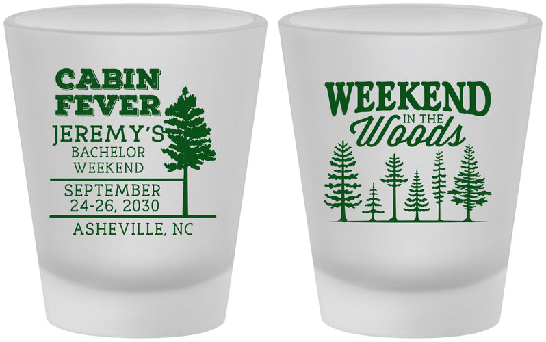 Custom Bachelor Party Frosted Shot Glasses - Camping | 40065