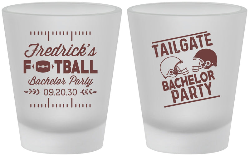Custom Bachelor Party Frosted Shot Glasses - Football | 40067
