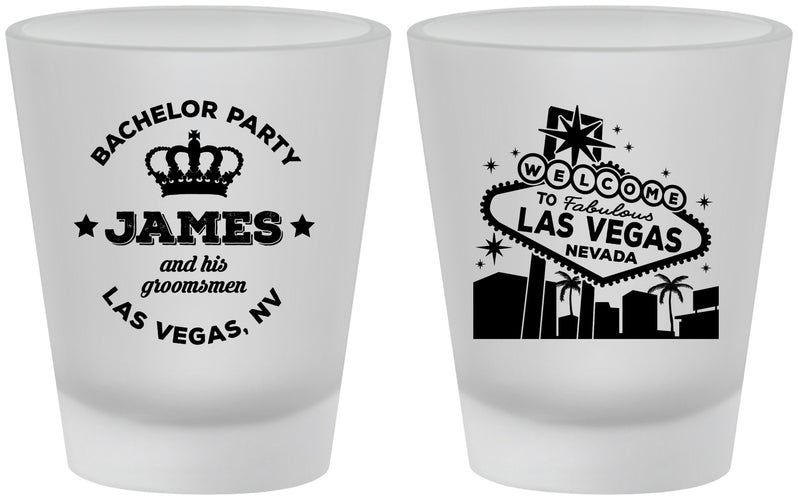 Custom Bachelor Party Frosted Shot Glasses - Las Vegas | 40069
