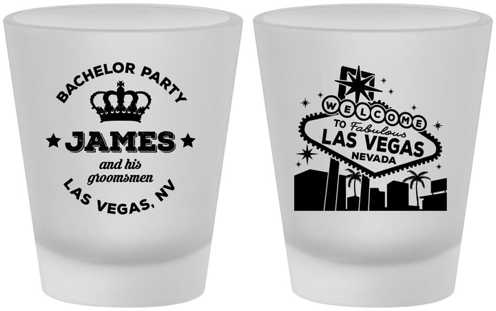 Custom Bachelor Party Frosted Shot Glasses - Las Vegas | 40069