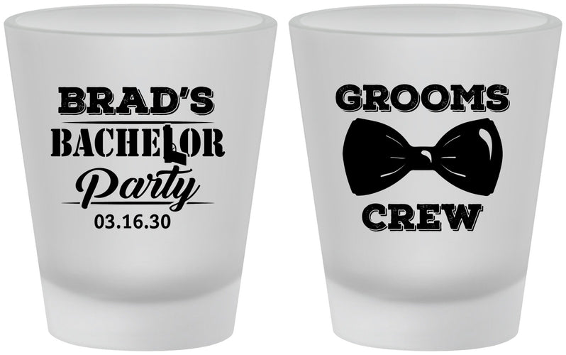 Custom Bachelor Party Frosted Shot Glasses - Grooms Crew | 40070