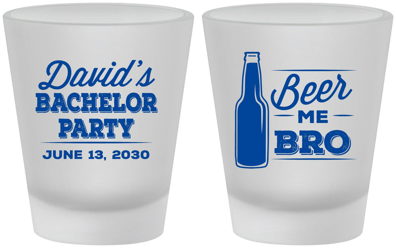 Custom Bachelor Party Frosted Shot Glasses - Beer Me Bro | 40071