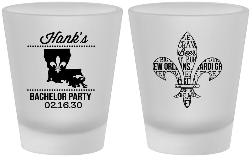 Custom Bachelor Party Frosted Shot Glasses - New Orleans | 40074