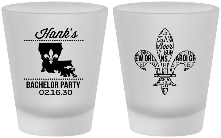Custom Bachelor Party Frosted Shot Glasses - New Orleans | 40074