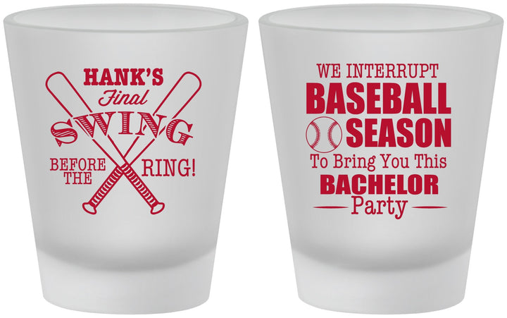 Custom Bachelor Party Frosted Shot Glasses - Baseball | 40075