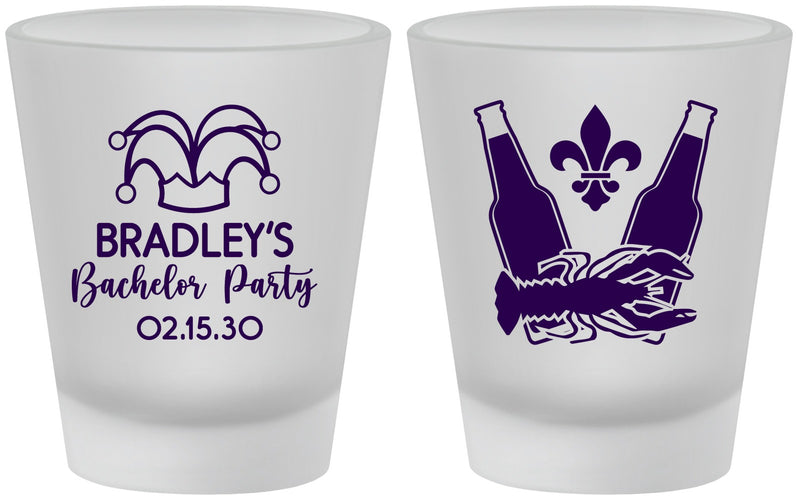 Custom Bachelor Party Frosted Shot Glasses - New Orleans | 40077