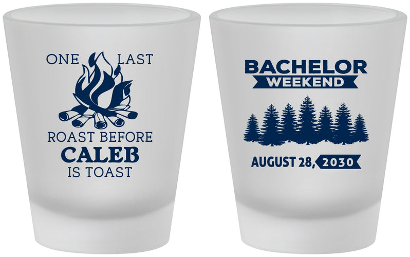 Custom Bachelor Party Frosted Shot Glasses - Camping | 40079