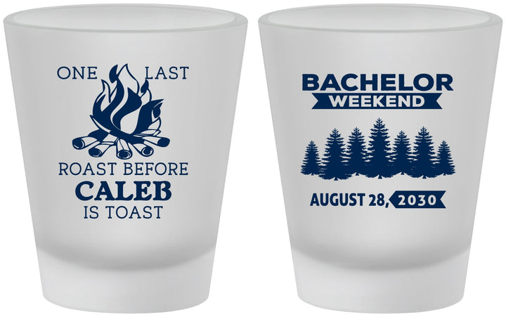 Custom Bachelor Party Frosted Shot Glasses - Camping | 40079