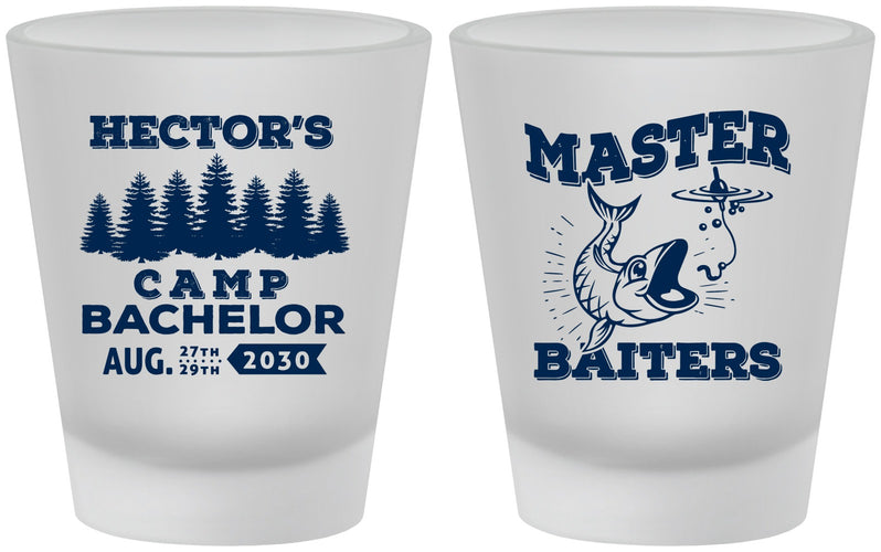 Custom Bachelor Party Frosted Shot Glasses - Fishing | 40081