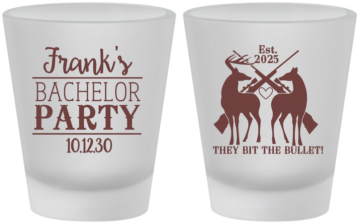 Custom Bachelor Party Frosted Shot Glasses - Hunting | 40083