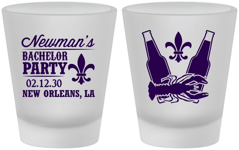 Custom Bachelor Party Frosted Shot Glasses - Mardi Gras | 40085