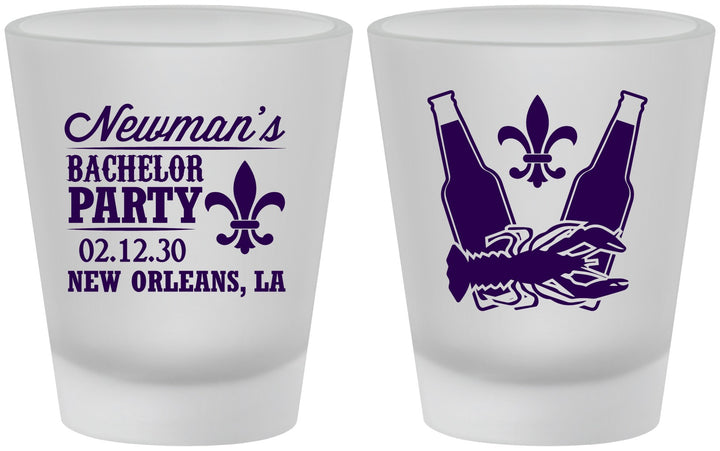Custom Bachelor Party Frosted Shot Glasses - Mardi Gras | 40085