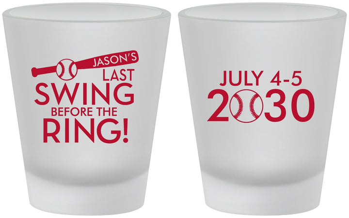 Custom Bachelor Party Frosted Shot Glasses - Baseball | 40087