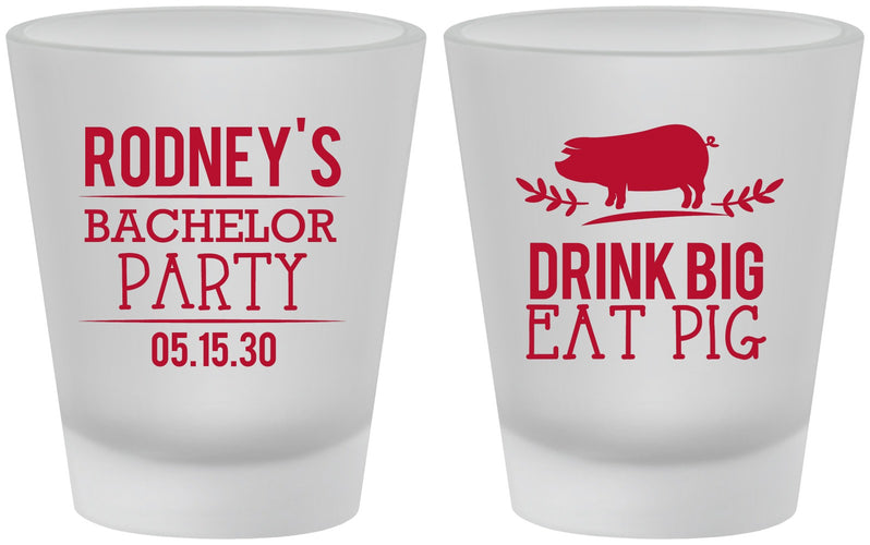 Custom Bachelor Party Frosted Shot Glasses - Bbq | 40088