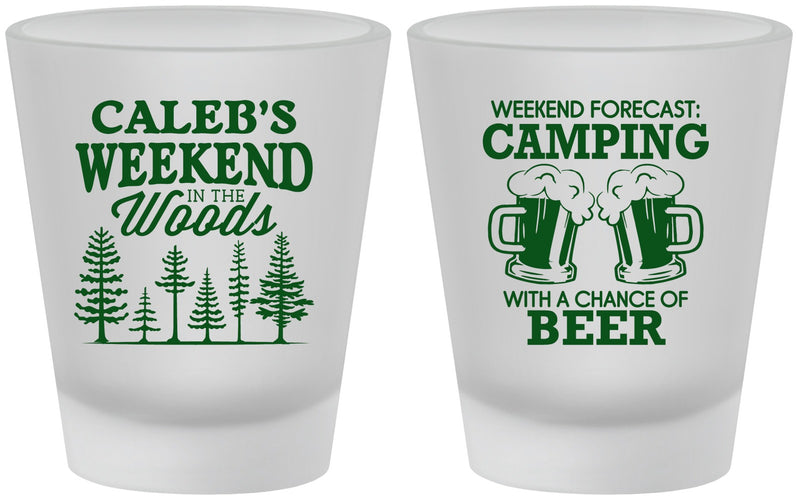 Custom Bachelor Party Frosted Shot Glasses - Camping | 40091