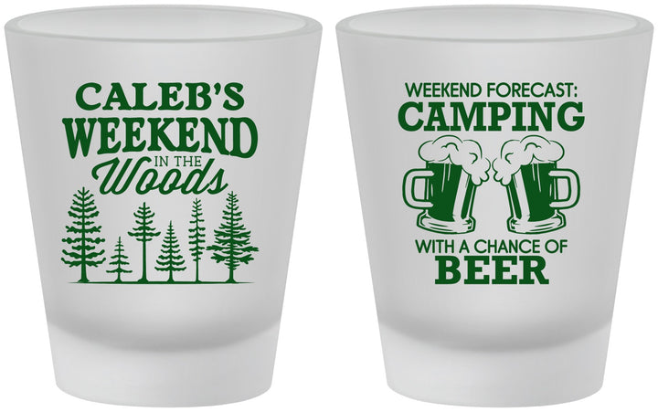 Custom Bachelor Party Frosted Shot Glasses - Camping | 40091