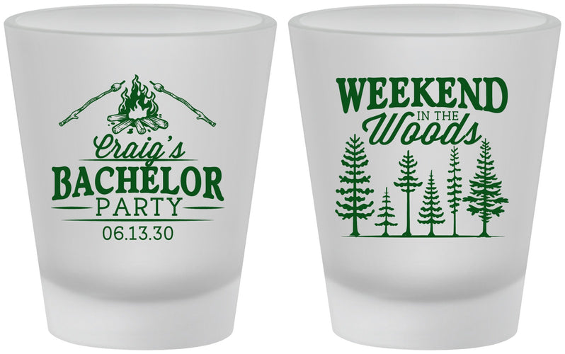 Custom Bachelor Party Frosted Shot Glasses - Camping | 40093