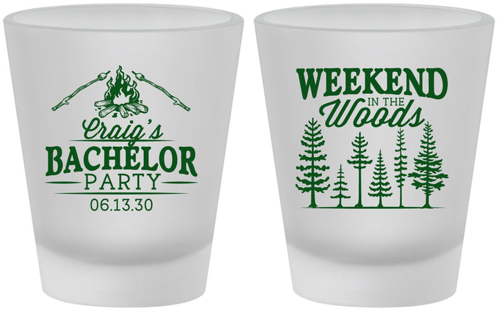 Custom Bachelor Party Frosted Shot Glasses - Camping | 40093