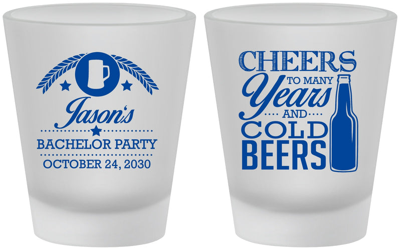 Custom Bachelor Party Frosted Shot Glasses - Cheers | 40097