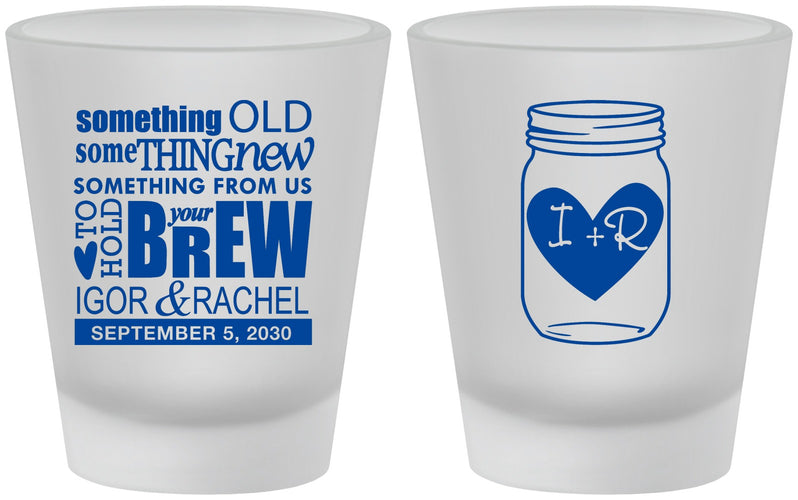 Custom Wedding Frosted Shot Glasses - Something Old Something New | 401