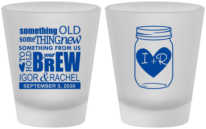 Custom Wedding Frosted Shot Glasses - Something Old Something New | 401