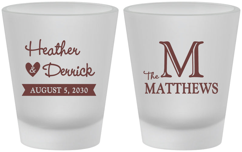 Custom Wedding Frosted Shot Glasses - Monogram | 402