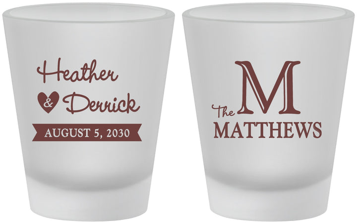 Custom Wedding Frosted Shot Glasses - Monogram | 402