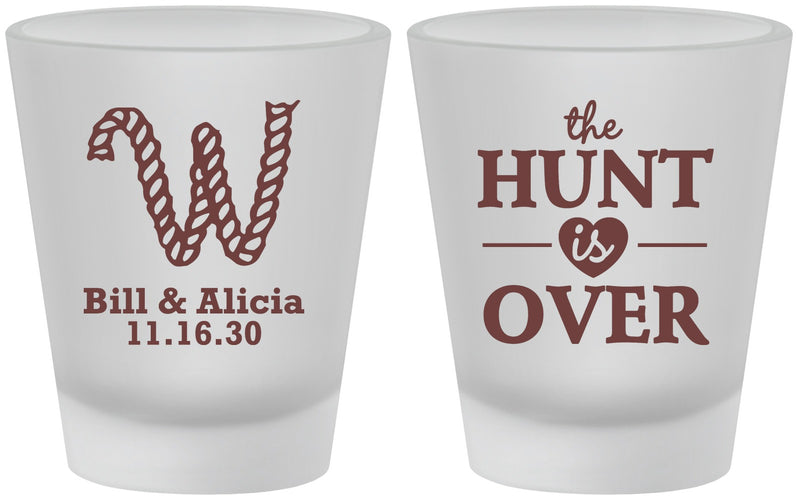 Custom Wedding Frosted Shot Glasses - Monogram Hunt Is Over | 406