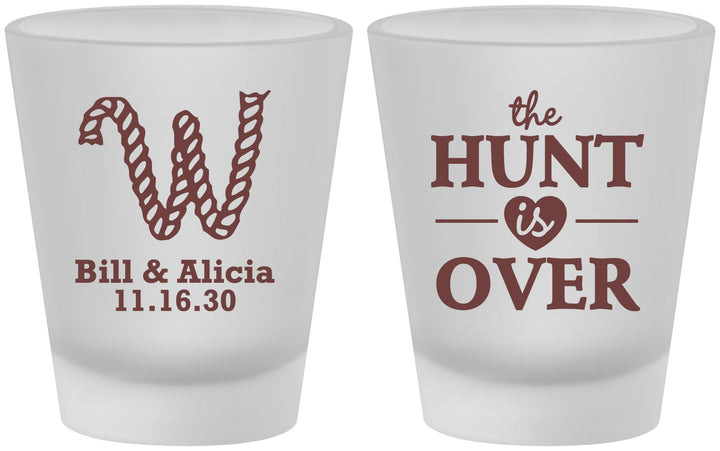 Custom Wedding Frosted Shot Glasses - Monogram Hunt Is Over | 406