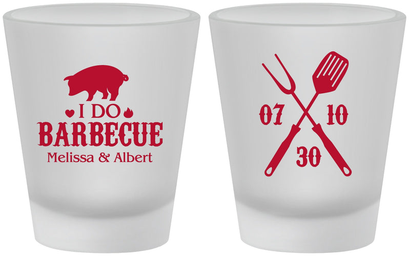 Custom Wedding Frosted Shot Glasses - I Do Barbecue Bbq | 410