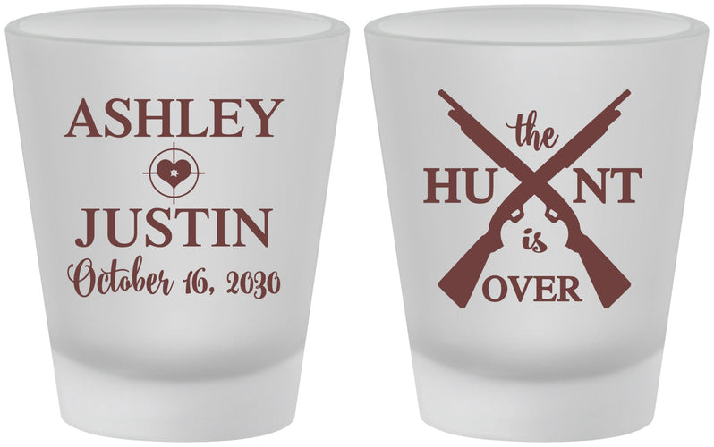 Custom Wedding Frosted Shot Glasses - The Hunt Is Over | 412