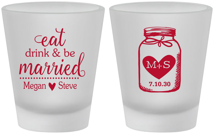 Custom Wedding Frosted Shot Glasses - Mason Jar | 415